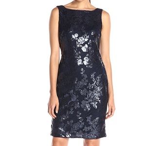 Women's Sequin Mesh Fitted Sleeveless Sheath Dress